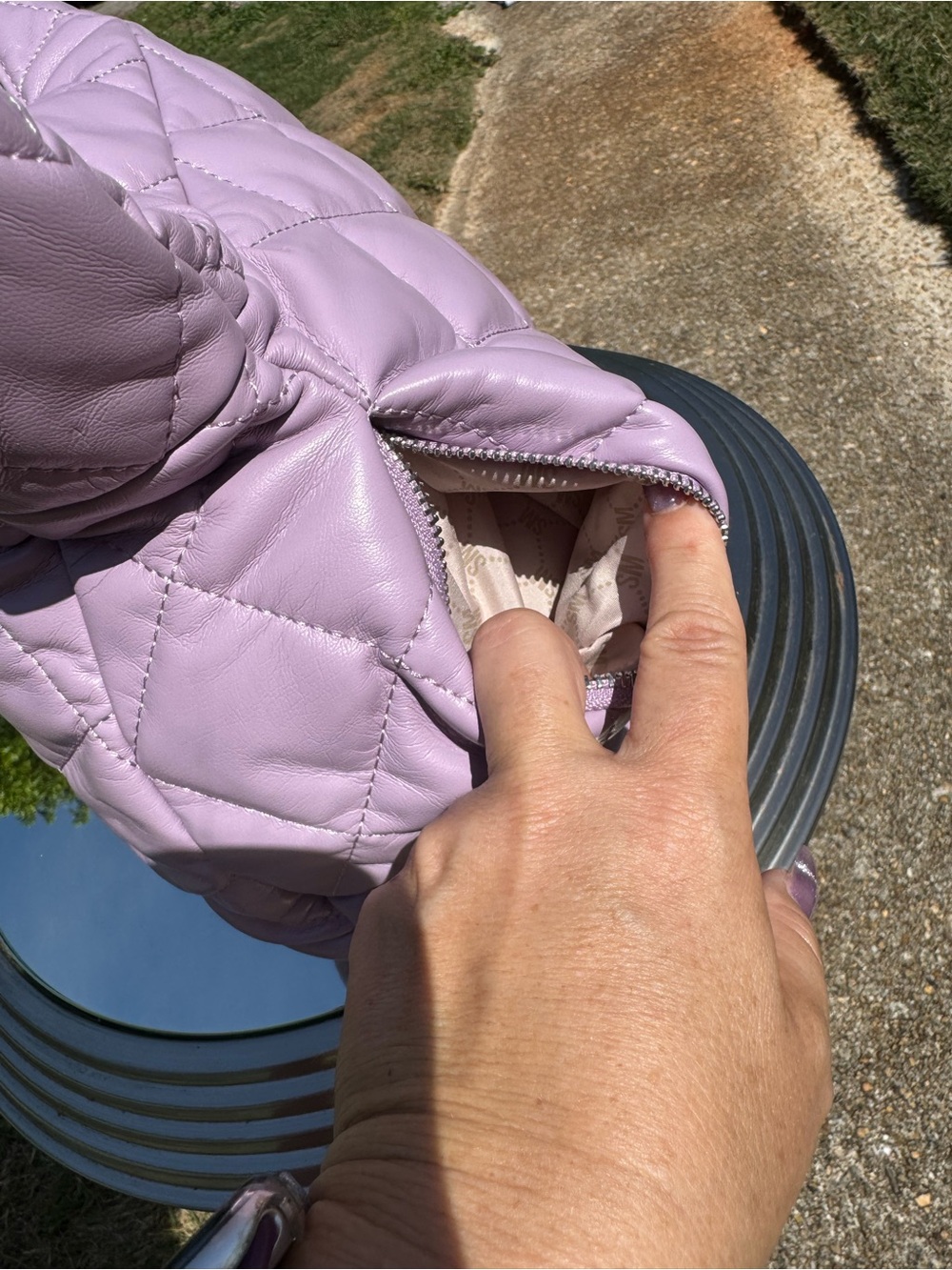 Steve Madden Quilted Lavender Shoulder Bag - Picture 3 of 10
